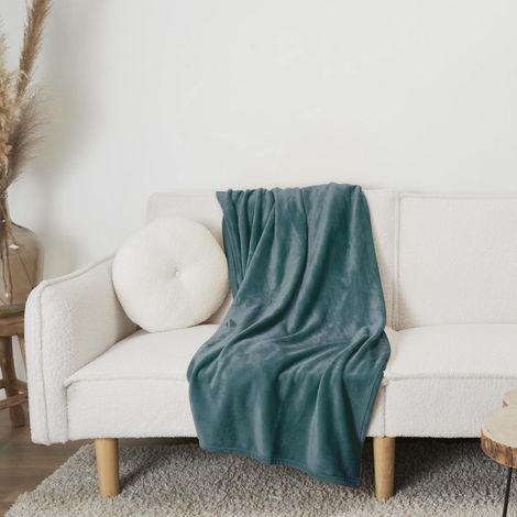Plaid flanelle collection ANNA 125x150 cm bleu canard (1/5)