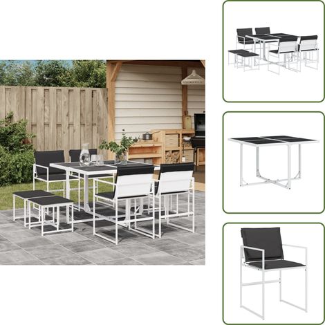 Cuscini da seduta - vidaXL Set da Pranzo da Giardino 9 pz con Cuscini Bianco in Textilene - Cuscini da giardino