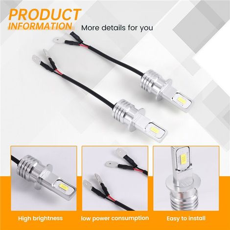 2x H3 Superhelle – 100W 10000LM LED-Scheinwerfer-Set Nebelscheinwerfer Tagfahrlicht 6000K Weiß (1/4)