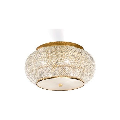 Ideal Lux Pasha' - Plafonnier à 6 ampoules or avec cristaux, E14 (1/2)