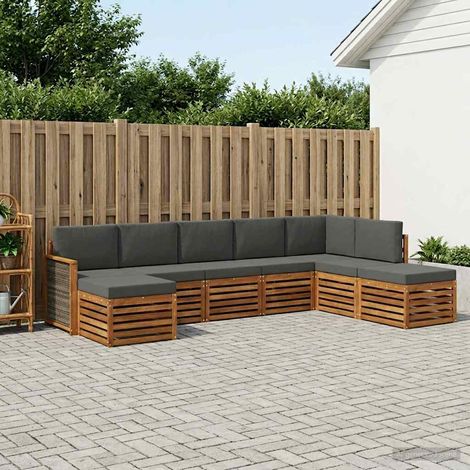 vidaXL Ecksofa Set mit Kissen 6 pcs Natur und Anthrazit (1/5)