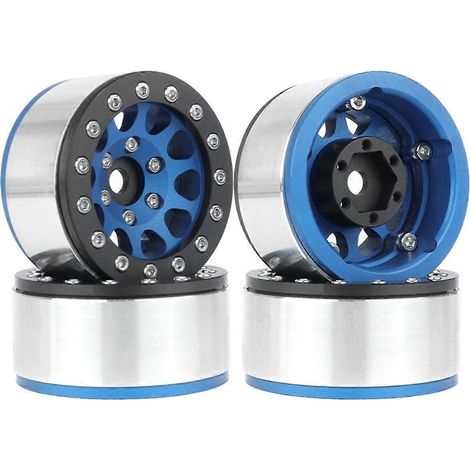 Blau-schwarze Felge, 4 Stück, 1,55 Zoll Metallräder, Modellauto-Zubehör
