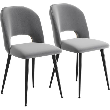 Lot de 2 Chaises en Velours Haut de Gamme - Dossier Haut Confortable & Pieds Métal Noir, Design Élégant pour Cuisine/Salle à Manger/Salon - Rembourrage Dense & Polyvalence Moderne (1/5)