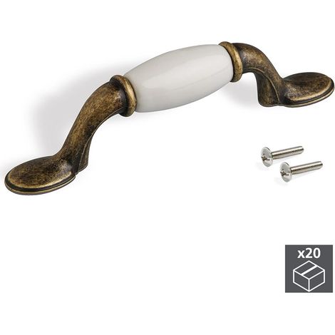 Emuca Lotto di 20 maniglie per mobili Papua, L127mm, interasse 76mm, Zama, Bronzato (1/3)
