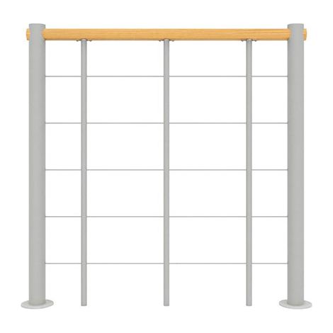 Ringhiera per scala dritta - Grigio - Acciaio termolaccato - Lunghezza 1m - Corrimano in legno - RE-I-SLM-BOIS-GH