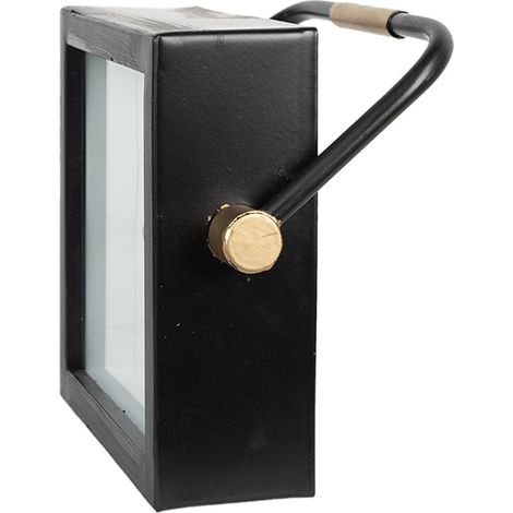 Horloge de Table Carrée Style Industriel en Fer et Verre Noir et Blanc 19 x 5 x 19 cm - PANGIVO (1/2)
