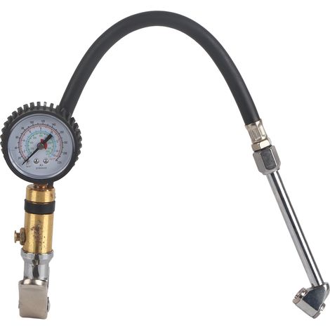1/4" Trunk Motorcycle Tire Tyre Pressure Dial Gauge Air Inflation Inflator Pump Gun