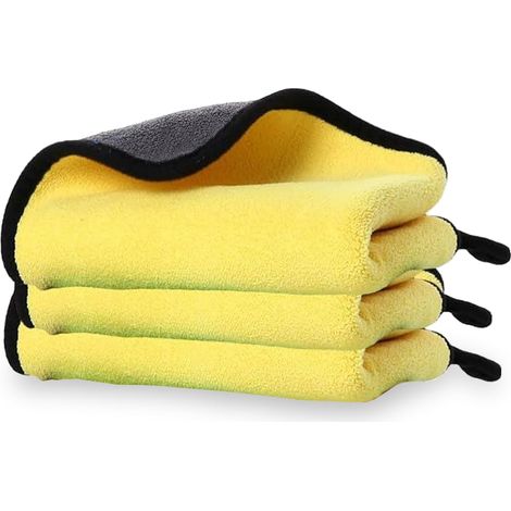 Confezione da 3 panni in microfibra per auto, panni per la pulizia in microfibra senza pelucchi, perfetti come morbidi panni in microfibra riutilizzabili. (1/4)
