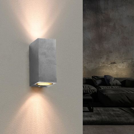 Applique Murale Argent LED Carrée IP44 double faisceau GU10 - SILAMP (1/3)