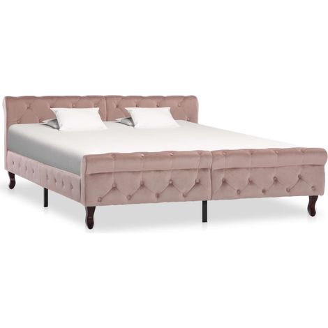 Cadre de lit sans matelas Rose Velours 160x200 cm (1/5)