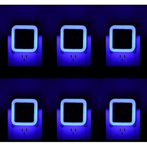 Nachtlichter - Set mit 6 Wand-Nachtlichtern - Blaues Licht - Geeignet für Schlafzimmer, Badezimmer und Flur (1/5)
