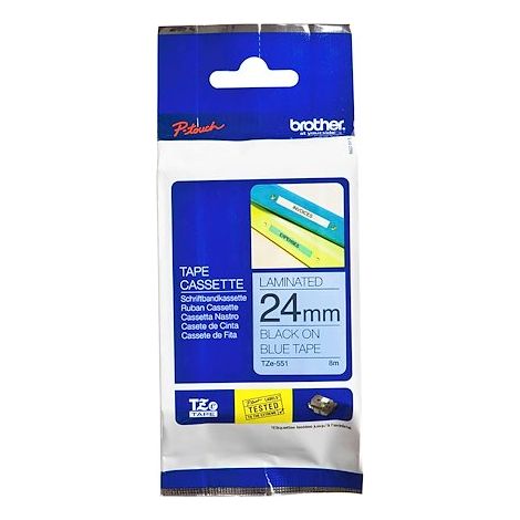 Brother TZe, TZ TZe-551 Couleur de ruban: bleu Couleur de police:noir 24 mm 8 m