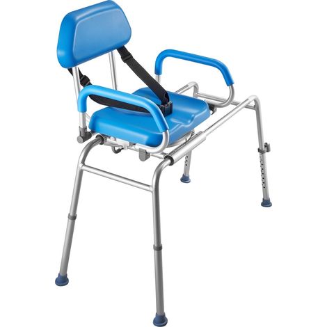 Chaise de bain coulissante avec siège pivotant, support 150 kg, rembourrée et réglable, seniors et personnes à mobilité réduite (1/5)