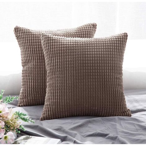 Housse de coussin Triomphe, housse de coussin 2 pièces en peluche carré marron, convient pour table de salon, chaise, coussin de canapé lit (1/5)
