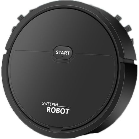 Aspirateur robot USB intelligent 3 en 1 : aspiration, balayage et lavage automatiques, idéal pour les petits appartements (noir). (1/4)