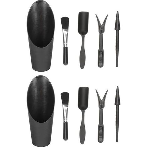 Lot de 2 outils de transplantation noirs, râteau et accessoires pour plantes (1/5)