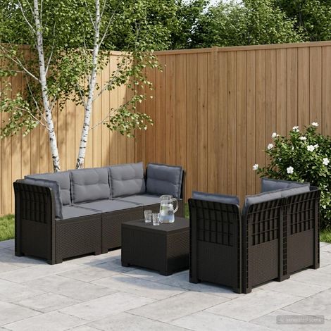 vidaXL Divano da Giardino 5 Posti con Cuscini Stile Rattan PP (1/5)