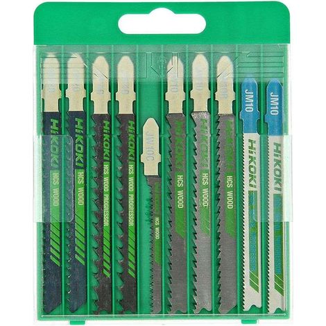 Hikoki – Set de 10 lames de scie sauteuse pour bois dur et métal – Tige en T – Coupe nette sans éclat – Pour applications professionnelles (1/4)