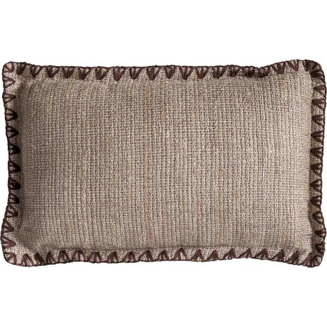 Coussin rectangulaire en coton texturé marron - marron et beige naturel (1/2)