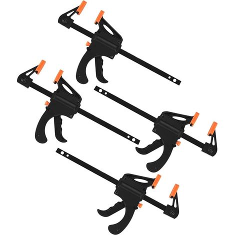 4 Pièces Serres-joints à Une Main, Pince à Barre à Cliquet, Rapide à Cliquet à Libération, Clamp Barre de Fixation pour Bois, Collier Serrage Plastique - 4 Pouces (1/5)