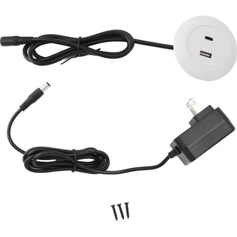 Ortviai Prise Murale Intégrée pour Bureau avec Ports USB-A et USB-C, Blanc (1/5)