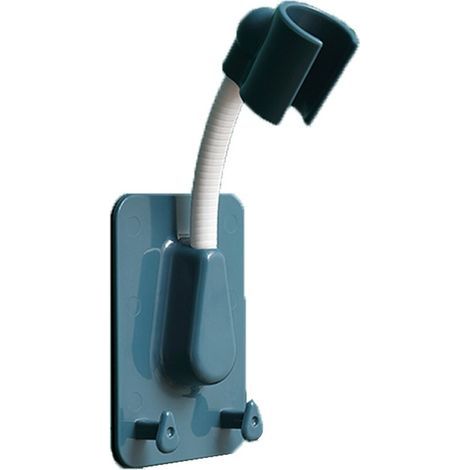 Supporto regolabile per soffione doccia, con nastro adesivo e 2 ganci, blu/bianco (1/5)