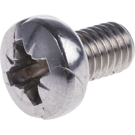 Vis à métaux RS PRO M6 à tête Cylindrique Pozidriv en Acier Inoxydable, 10mm ( Prix pour Sachet de 50 )