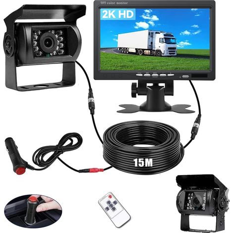 Kit Caméra de Recul 1080P HD – Écran LCD 7″ et Filaire Caméra Signal Stable en Temps réel, Vision Nocturne Étanche, pour Camion, Camping-Car, Remorque (1/5)