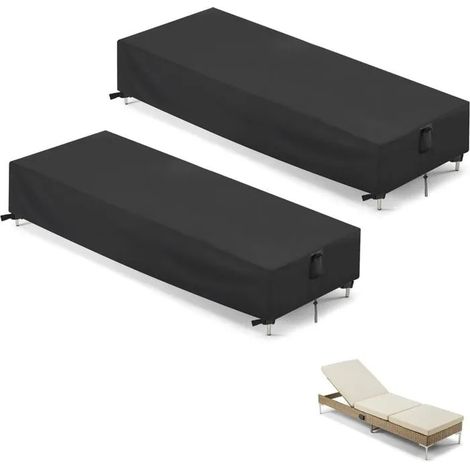 Housses de protection pour chaises longues, set de 2,housses de meubles d'extérieur pour chaises longues de piscine 78x26x12 pouces