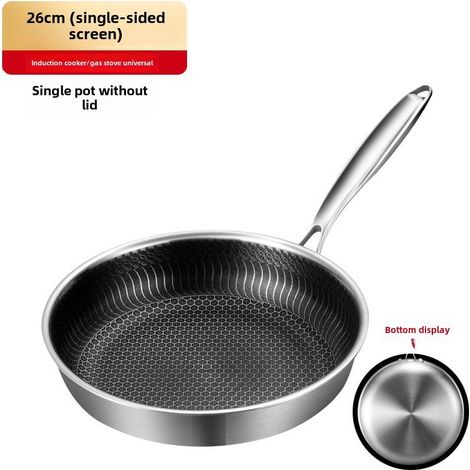Poêle inox 316 antiadhésive nid d'abeille, compatible toutes cuisinières (26 cm) (1/5)