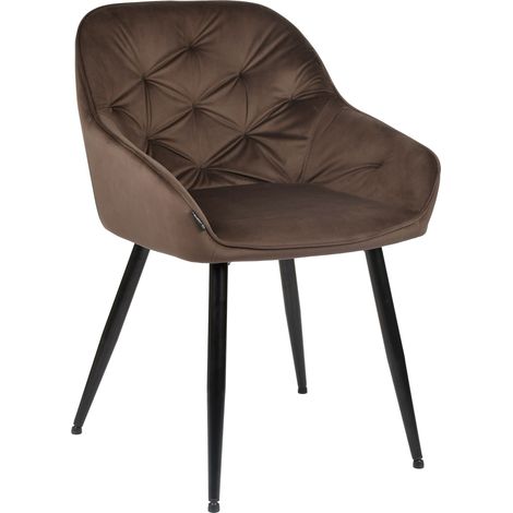 Silla LOREN tapizada en terciopelo, marr贸n