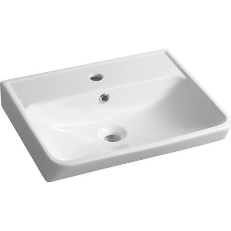 NEON Lavabo en céramique 45x41,5cm, blanc (1/4)