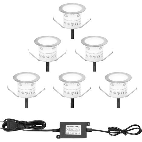 Lot de 6 spots LED Encastrables Extérieur, IP67 étanche, 0,6 W, Ø 32 mm, 12 V, Blanc Naturel 4000K, mini Spots Encastrables au Sol, Eclairage de Terrasse, Eclairage pour cuisine, jardin (1/5)