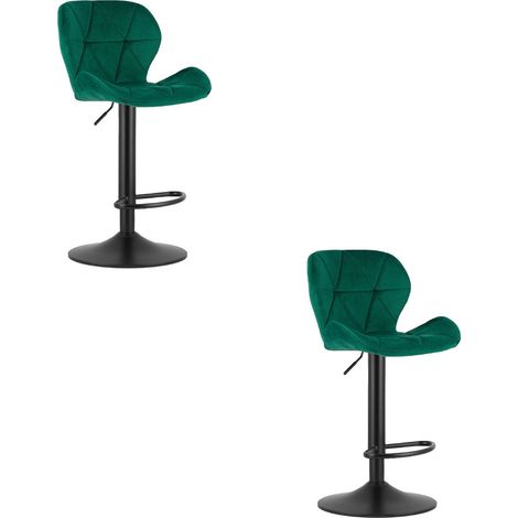 Set di 2 sgabelli alti West in velluto verde smeraldo (1/5)