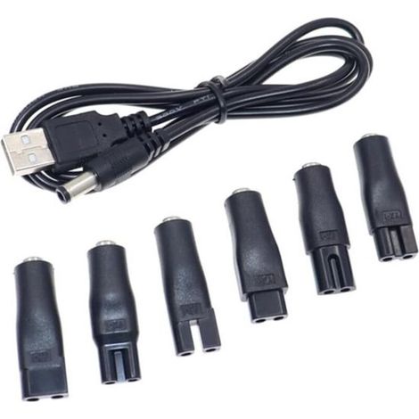 Câble universel pour tondeuses à cheveux avec connecteur CC - Adaptateur USB, têtes de chargement, cordon d'alimentation, chargeur de rasoir et onduleur pour rasoirs, purificateurs d'air, lampes de ta (1/5)