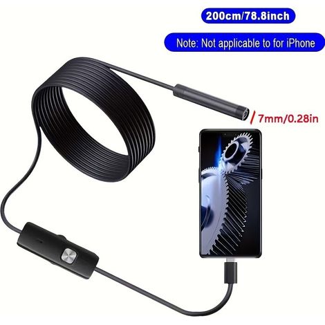 Kaelt - Caméra endoscope 720P 8mm 2M, Borescope USB Type-C, Câble souple ajustable flexible, Caméra d'inspection de pipeline HD 640X480 pour smartphone, tablette Android et réparation automobile (1/4)