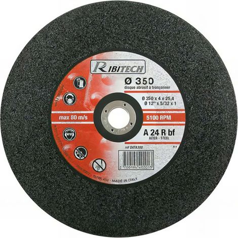 Ribitech - Disque Abrasif Ø350 Tronçonner Acier Plat 350X3X25,4 (1/3)