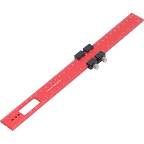Règle à tracer pour le travail du bois de 300 mm, en alliage d'aluminium, avec butée coulissante de poche (1/5)