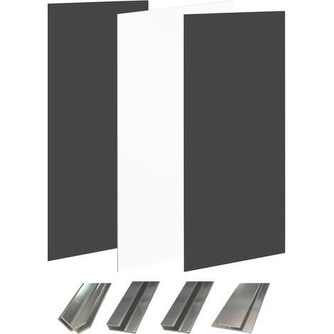 ONDEE - Kit instalación paneles murales esquina WALLDECO 200cm blanco/negro perfil cromado