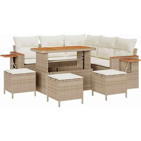 Maison Exclusive - Set Divano da Giardino 10 pz 9-Numero di posti Beige e Crema (1/5)