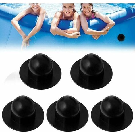 Lot de 5 bouchons de vidange de piscine (noir)