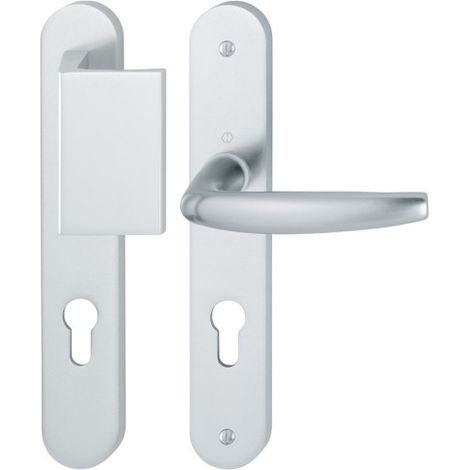 Hoppe – Ensemble de poignées de porte d'entrée ATLANTA – Aluminium anodisé – Entraxe 195 mm – Plaque fondue réversible – Design moderne