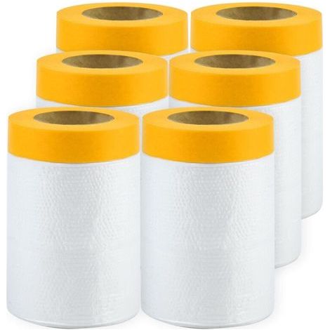 6 Rouleaux Masker Avec Ruban De Masquage, Film De Masquage, Ruban Adhésif De Masquage Avec, Bache De Protection Peintur(55 Cm 20 M) (1/4)
