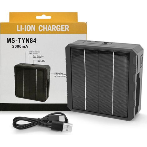 Chargeur solaire intelligent CREA 18650 pour batterie au lithium, chargeur d'extérieur multifonction à quatre emplacements de type C
