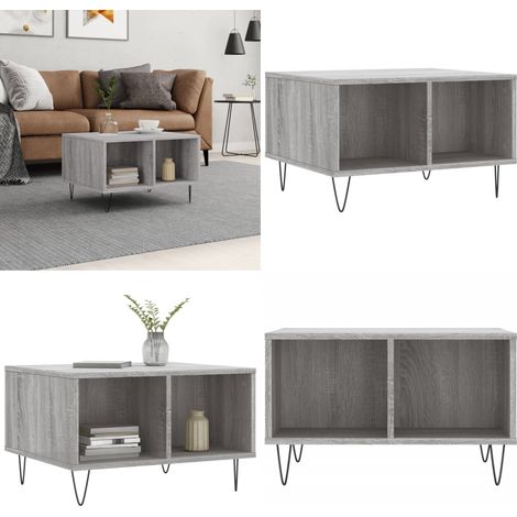 Table basse Sonoma gris 60x50x36,5 cm Bois d'ingénierie - Table Basse - Meuble Salon - Table D'appoint - Table Ronde - Design Moderne - Home & Living (1/5)