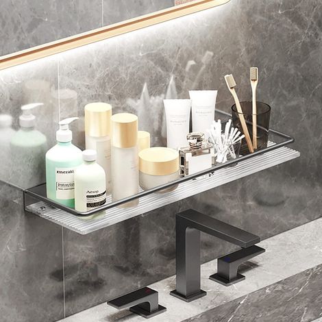 Étagère de douche gris, support mural acrylique Mural de Produit Cosmétique, Porte-Serviettes, Étagère de Rangement de Douche / 30CM (1/5)