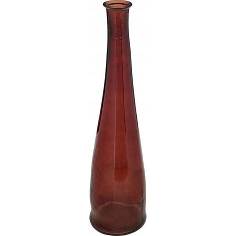 Atmosphera – Vase long en verre recyclé H80cm diamètre 18cm ambre – Style bohème-chic pour plantes hautes – Fabrication artisanale (1/2)