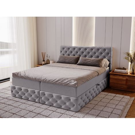 Lit continental Canolo avec rangement 180 x 200 double, velours, gris (1/5)