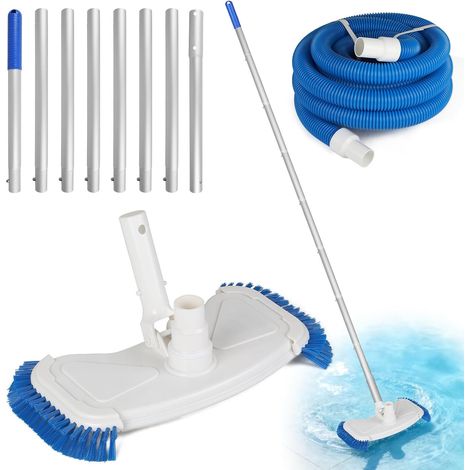 Manual Pool Vacuum Cleaner with φ38 mm Hose 7.5 m Weighted Suction Head with Telescopic Pole 2.7 m and Rollers and Side and Lower Brushes (1/5)