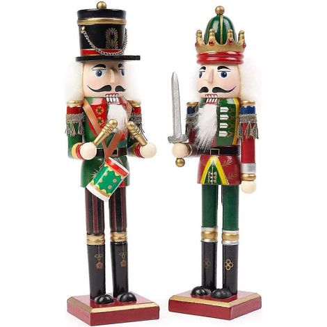 Soldado Cascanueces de Navidad de madera grande con soporte, 30 cm - Decoración navideña tradicional - Resistente y de primera calidad (1/5)